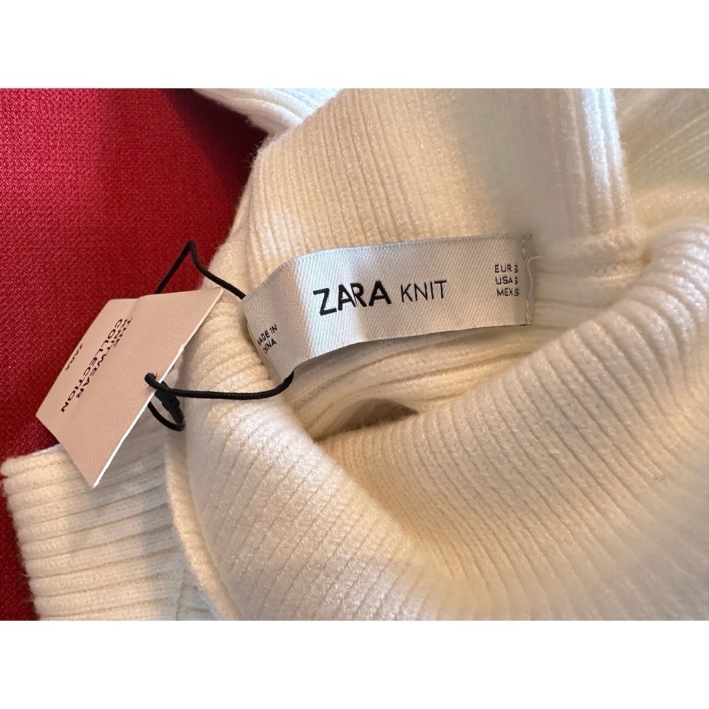 Zara Ivory Ribbed Turtleneck Sweater, NWT, S - Picture 7 of 13